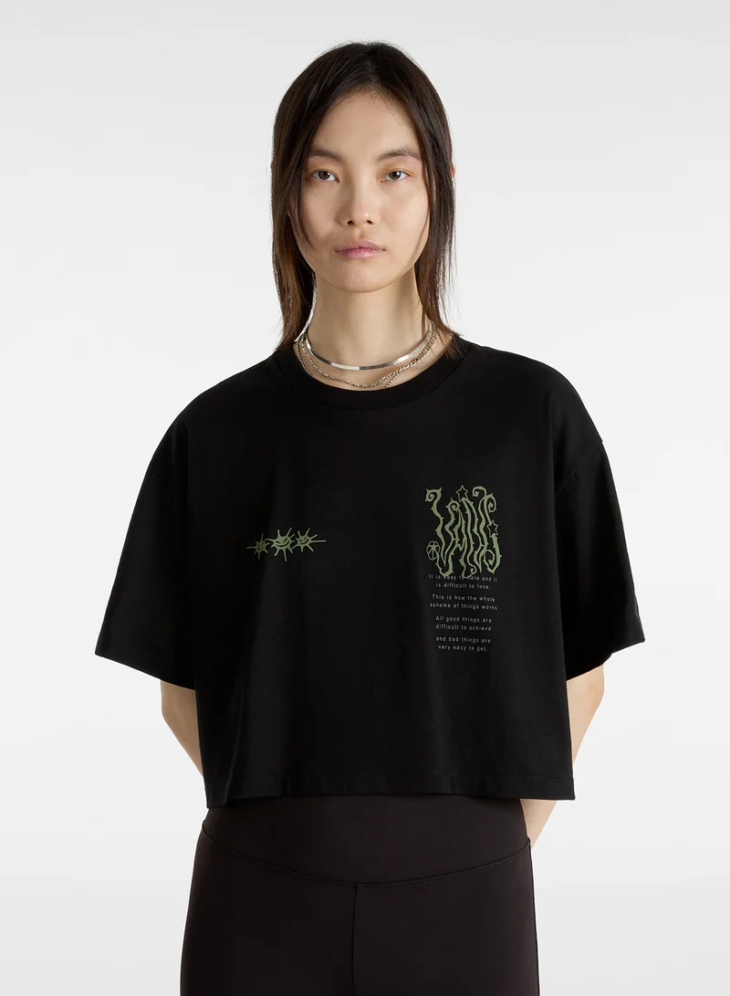 فانز Skate Difficult Loves Relaxed Crop T-Shirt