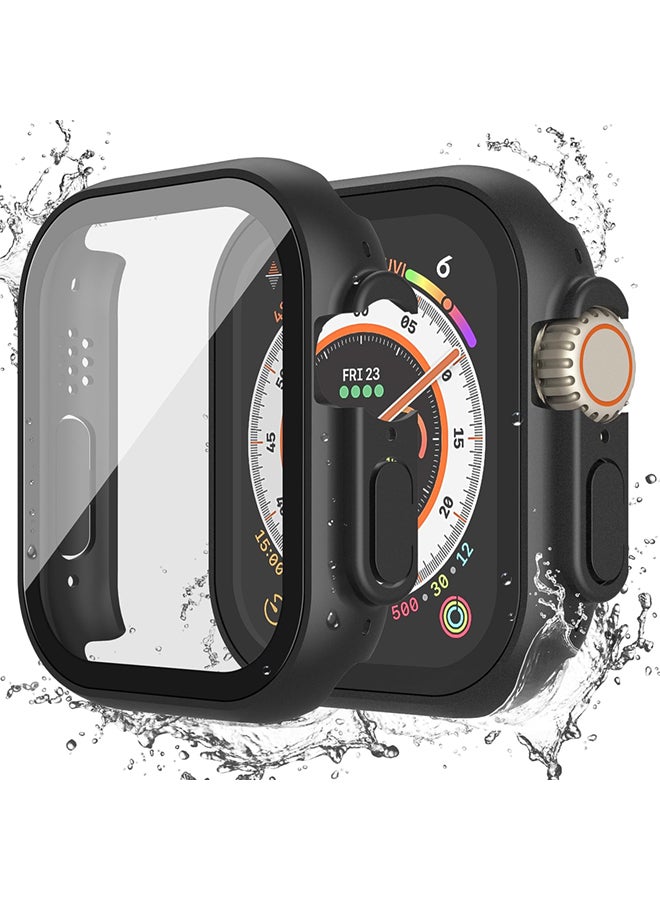 SJet Waterproof Case for Apple Watch Ultra 2 / Ultra 49mm Screen Protector  Tempered Glass Face Cover (49mm, Black) - Image 1