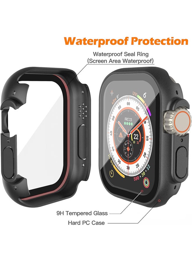 SJet Waterproof Case for Apple Watch Ultra 2 / Ultra 49mm Screen Protector  Tempered Glass Face Cover (49mm, Black) - Image 3