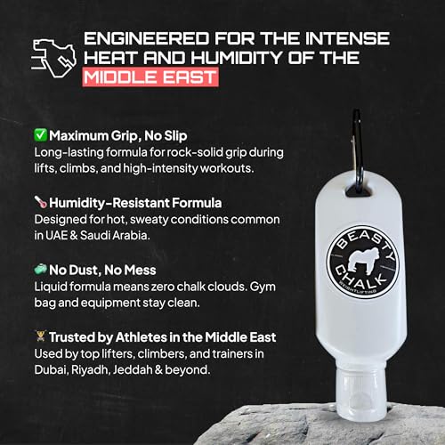 Beasty Chalk Liquid Chalk Combo Pack – 2-Pack (60ml Each) Grip Enhancer with Carabiners for Weightlifting, Climbing, Gymnastics & More – Long-Lasting, No-Mess, Fast-Drying Formula - Image 3