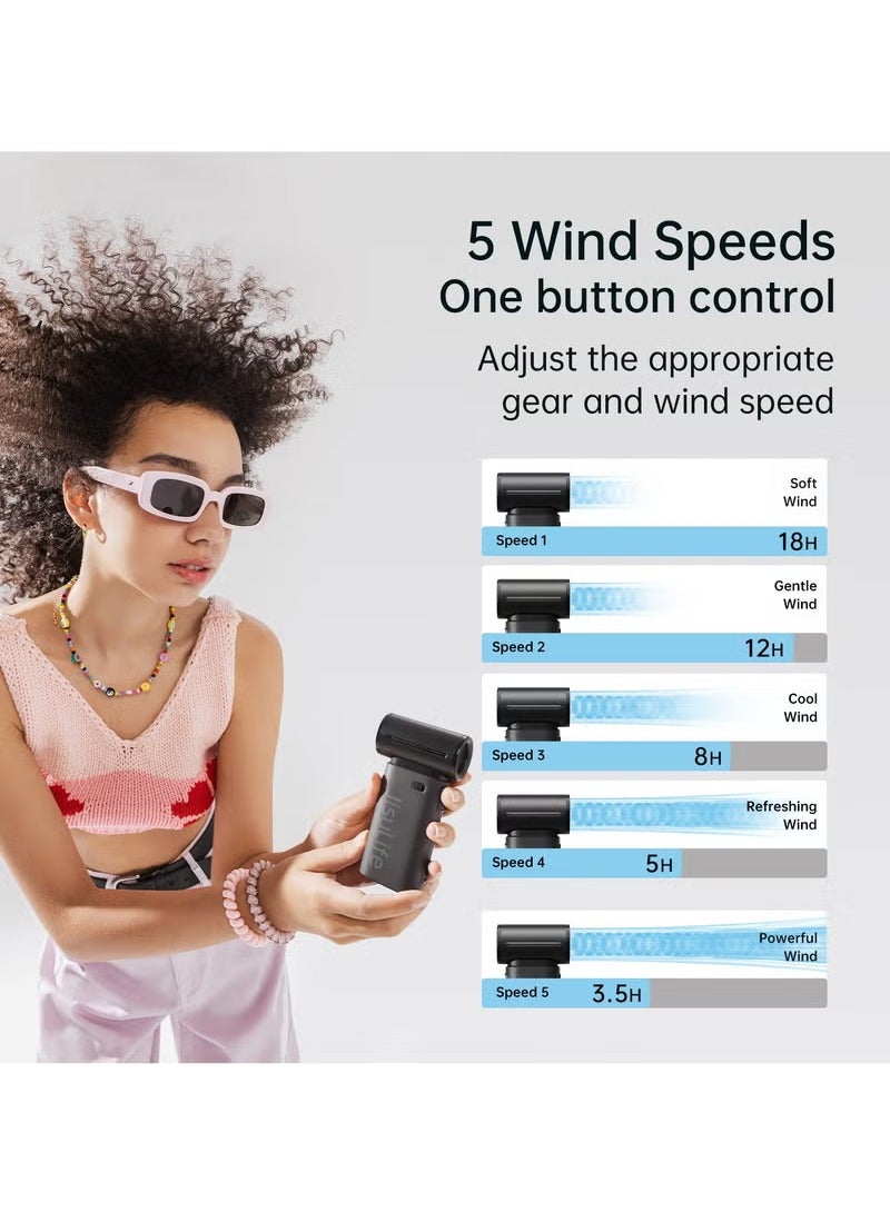 Jisulife Elec 9 Handheld Turbo Fan with Adjustable Speeds 5000mAh Rechargeable Battery