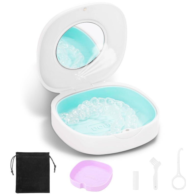 Doboli Slim Aligner Case with Vent Holes, Compatible with Invisalign, Mouth Guard Essentials, Cute Retainer Case with Removal Tool and Brush, Travel Ready - Image 1