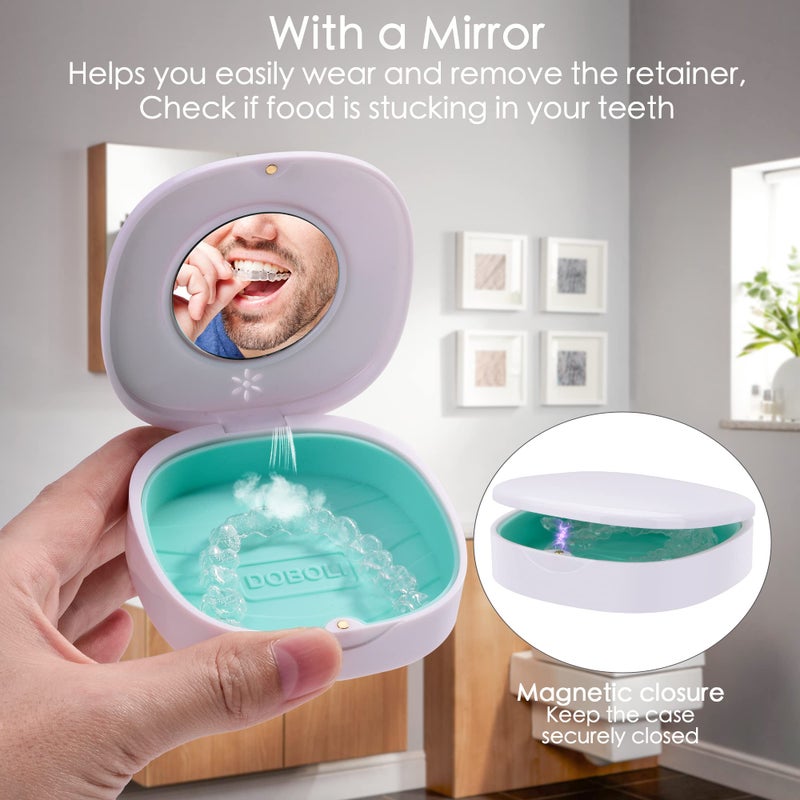 Doboli Slim Aligner Case with Vent Holes, Compatible with Invisalign, Mouth Guard Essentials, Cute Retainer Case with Removal Tool and Brush, Travel Ready - Image 3