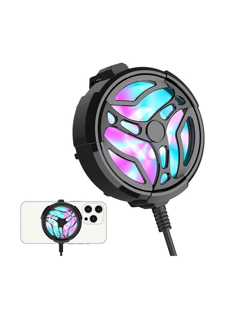 Loquat Mobile Phone Fan - Adjustable Mobile Phone Fan with RGB Lighting - Silent Operation Phone Radiator for Live Video, 6.5-8.5cm Widescreen  - Image 1