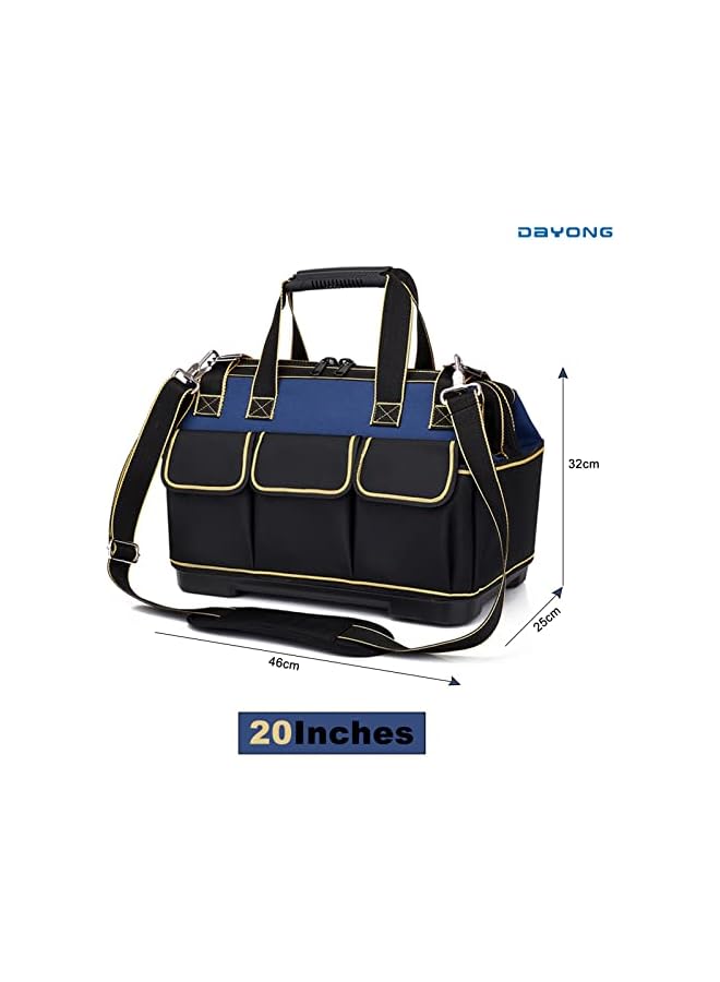 DAYONG DAYONG Wide Mouth Tool Bag, Multi-Pockets Tool Storage Bags, Heavy-Duty Large Capacity Tote Bag with Molded Base, Oxford Canvas Tool Organizer for Carpenter Electricians Mechanic (20inch, Black)  - Image 2