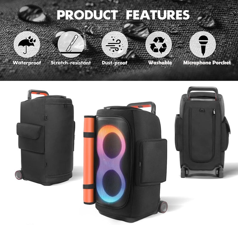EUGOOCX Speaker Case Compatible with JBL PartyBox 520, Portable Speaker Dust Cover Storage Bag for Outdoor Travel/Home with Side Pockets - Image 5