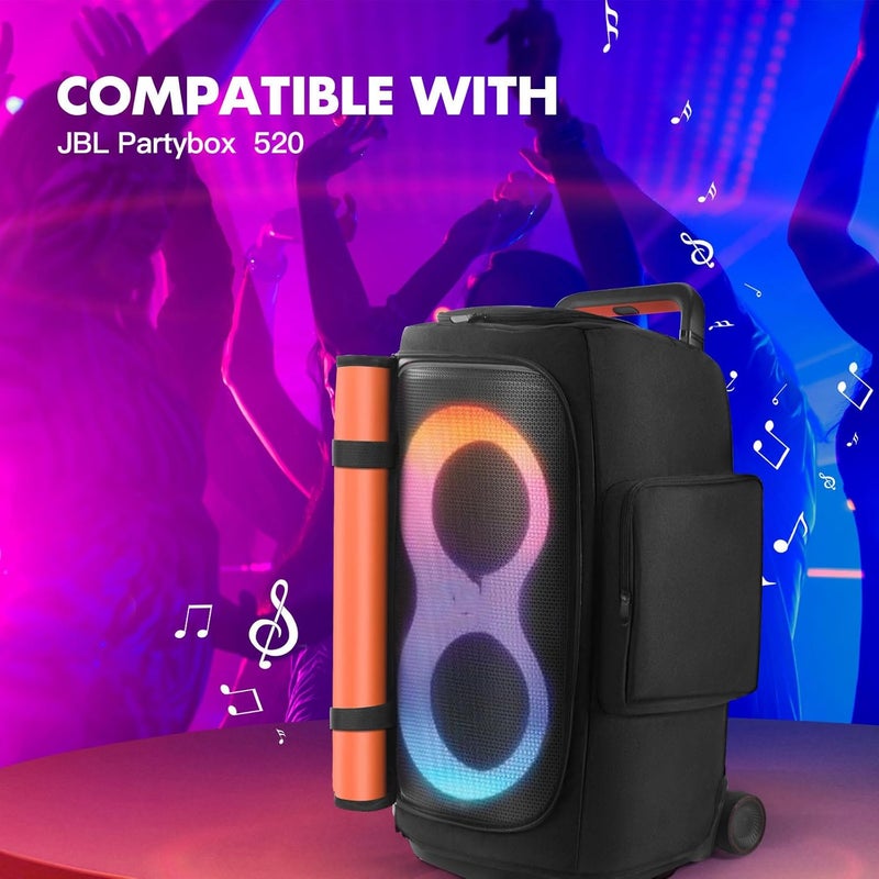 EUGOOCX Speaker Case Compatible with JBL PartyBox 520, Portable Speaker Dust Cover Storage Bag for Outdoor Travel/Home with Side Pockets - Image 2