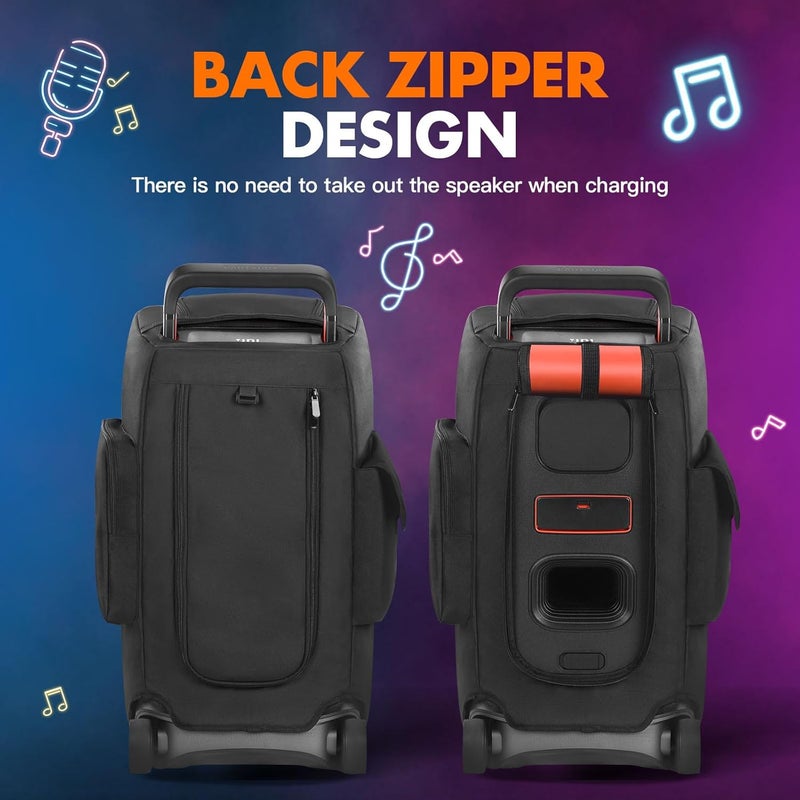 EUGOOCX Speaker Case Compatible with JBL PartyBox 520, Portable Speaker Dust Cover Storage Bag for Outdoor Travel/Home with Side Pockets - Image 4