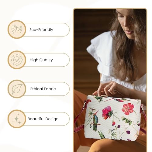 Signare Tapestry Crossbody Bag Shoulder Purse for Women In Hummingbird and Flower Design (XB02-HUMM) - Image 5