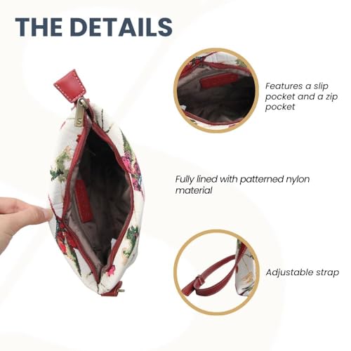 Signare Tapestry Crossbody Bag Shoulder Purse for Women In Hummingbird and Flower Design (XB02-HUMM) - Image 4