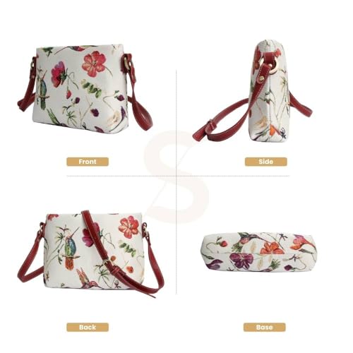 Signare Tapestry Crossbody Bag Shoulder Purse for Women In Hummingbird and Flower Design (XB02-HUMM) - Image 2