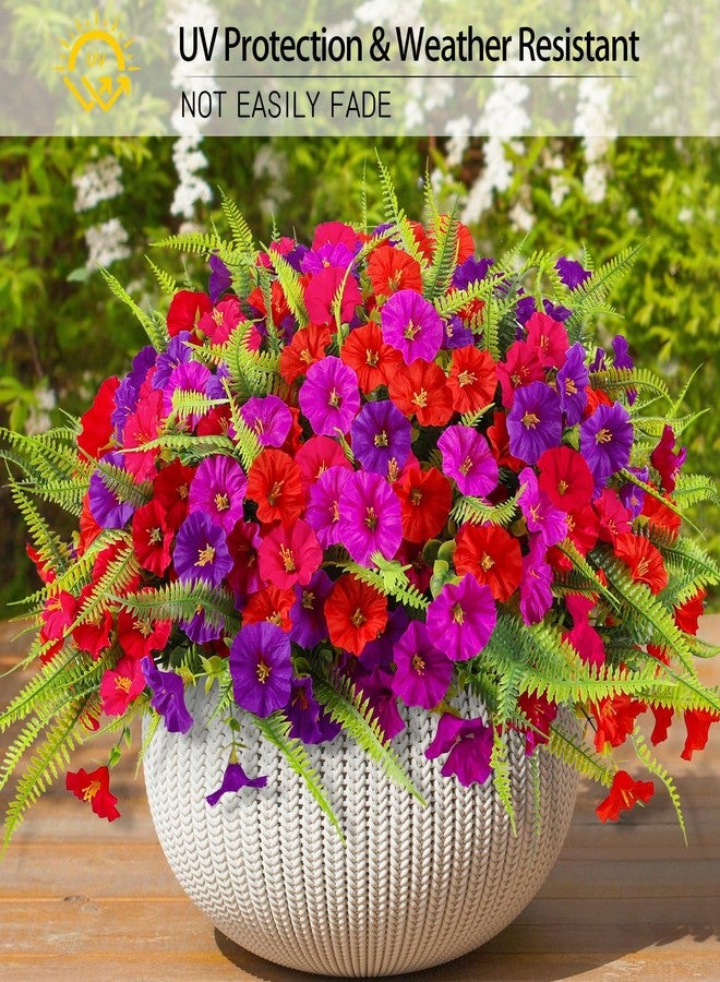HIAGROW 12 Bundles Fake Flowers Paired with Fern,Artificial Flowers for Outdoors UV Resistant Shrubs Faux Flowers for Indoor Outdoor Decorations - Image 2