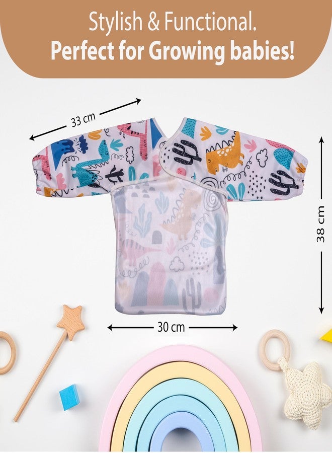 Chic Buddy Baby Long Sleeve Bib, Toddler Children's Leak-Free Baby Bib with Sleeves,Washable/Lightweight/Wipeable (6-24 Months) waterproof Apron with Pocket (Dinosaur) - Image 4