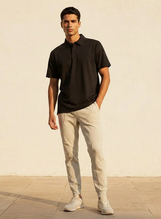 Splash Active Black Collared 2 Way Stretch Polo T-shirt for Men | Best Price UAE