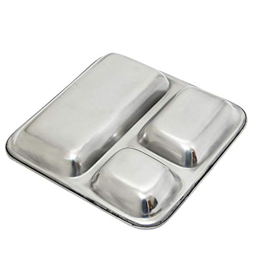 Dharam Paul Traders Steel thali Set,pav bhaji Plate,Compartment thali 3 in 1,Set of 2. - Image 3