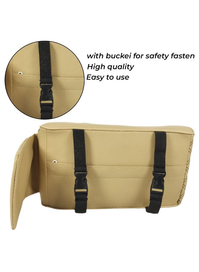 وسادة مسند ذراع السيارة العالمية مع دعم من إسفنج الذاكرة، وسادة مسند ذراع وحدة التحكم المركزية من الجلد الصناعي مع جيب للهاتف، دعم ذراع مريح للقيادة، غطاء مسند ذراع مضاد للانزلاق ومقاوم للماء للسيارات وسيارات الدفع الرباعي والمركبات متعددة الأغراض، تركيب سهل للحزام يحمي مسند الذراع من التآكل والتلف - Image 4