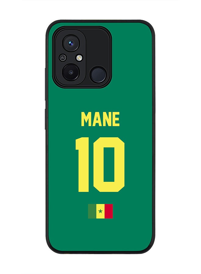 Stylizedd Rugged Black edge case for Xiaomi Redmi 12C 4G, Slim fit Soft Case Flexible Rubber Edges Anti Drop TPU Gel Thin Cover -  Football Team - Senegal, Player Name - Mane - Image 1