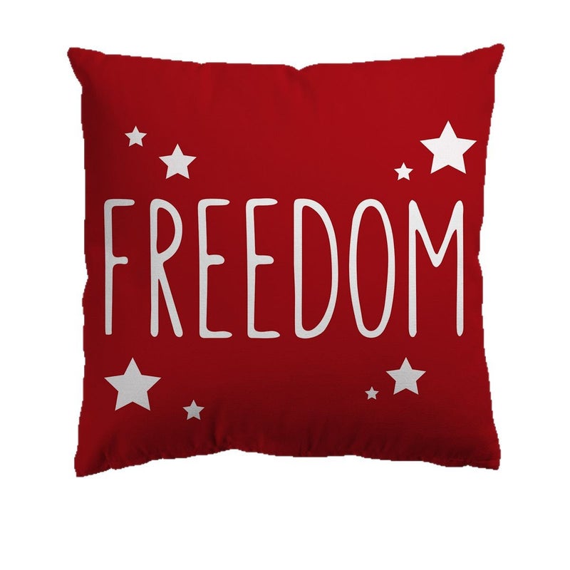 Independence Day Pillow Case Red and Blue Stripesd Letters Colorful Printed Sofa Square Pillow Case Without Core - Image 5