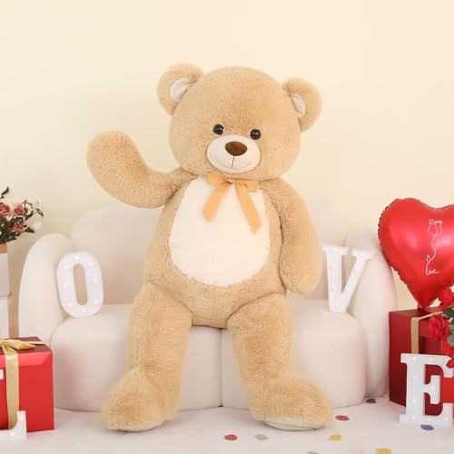 MorisMos Giant Teddy Bear Stuffed Animal 4 Feet51 in Large Bear Gift for Girlfriend Boyfriend Wife Mom Fiance Big Plush Toy for Kid Birthday Christmas Baby Shower DecorTan - Image 5