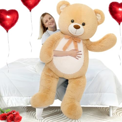 MorisMos Giant Teddy Bear Stuffed Animal 4 Feet51 in Large Bear Gift for Girlfriend Boyfriend Wife Mom Fiance Big Plush Toy for Kid Birthday Christmas Baby Shower DecorTan - Image 1