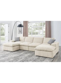 Al Home 4 Seater L-shape Sofa 300×150×95×85 Cm - Beige Linen  - Image 1
