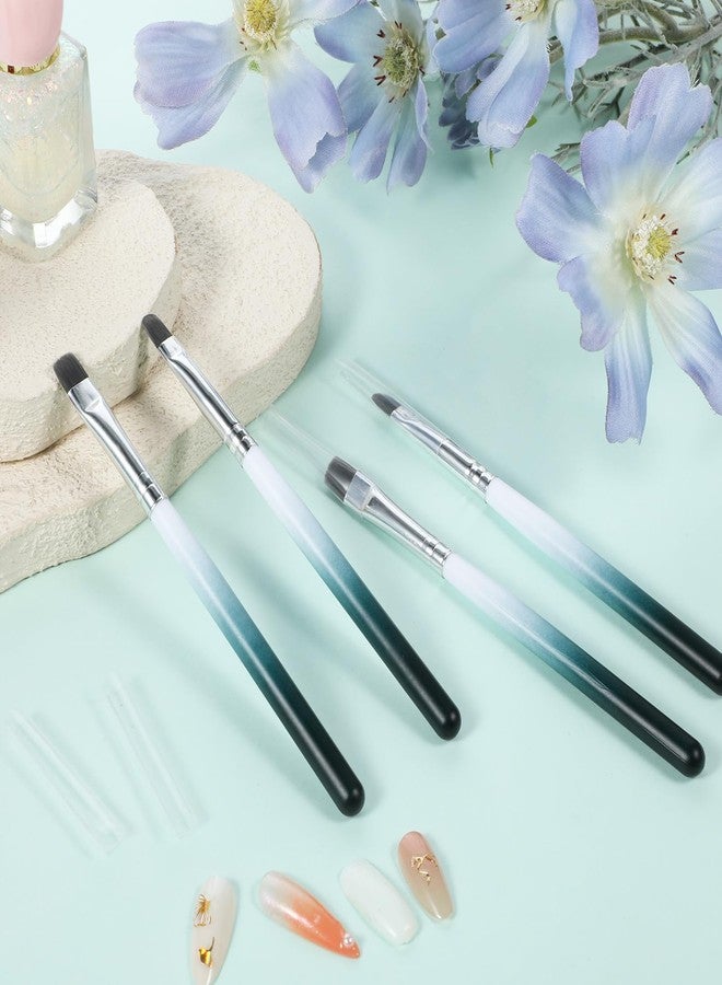 EupHHonycs 4PCS Nail Art Clean Up Brushes Round & Flat Brushes for Professional Nail Painting French Tip Detail Remover Manicure Brush Detail Nails Art Brush for Design Polish Painting DIY Mistake Cleaning - Image 5