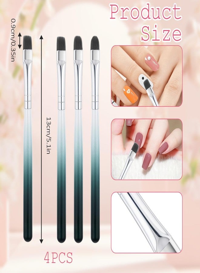 EupHHonycs 4PCS Nail Art Clean Up Brushes Round & Flat Brushes for Professional Nail Painting French Tip Detail Remover Manicure Brush Detail Nails Art Brush for Design Polish Painting DIY Mistake Cleaning - Image 2