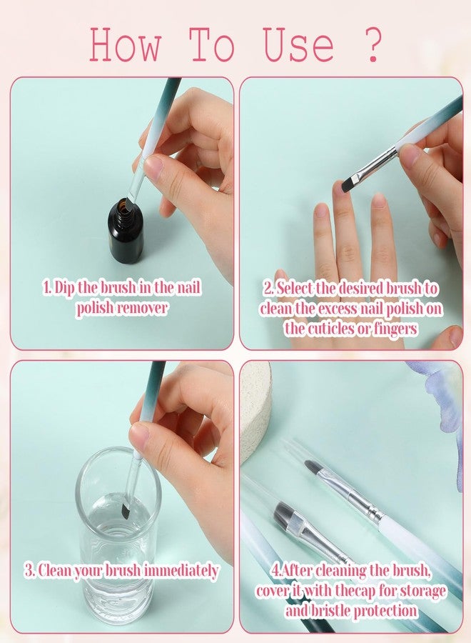EupHHonycs 4PCS Nail Art Clean Up Brushes Round & Flat Brushes for Professional Nail Painting French Tip Detail Remover Manicure Brush Detail Nails Art Brush for Design Polish Painting DIY Mistake Cleaning - Image 4