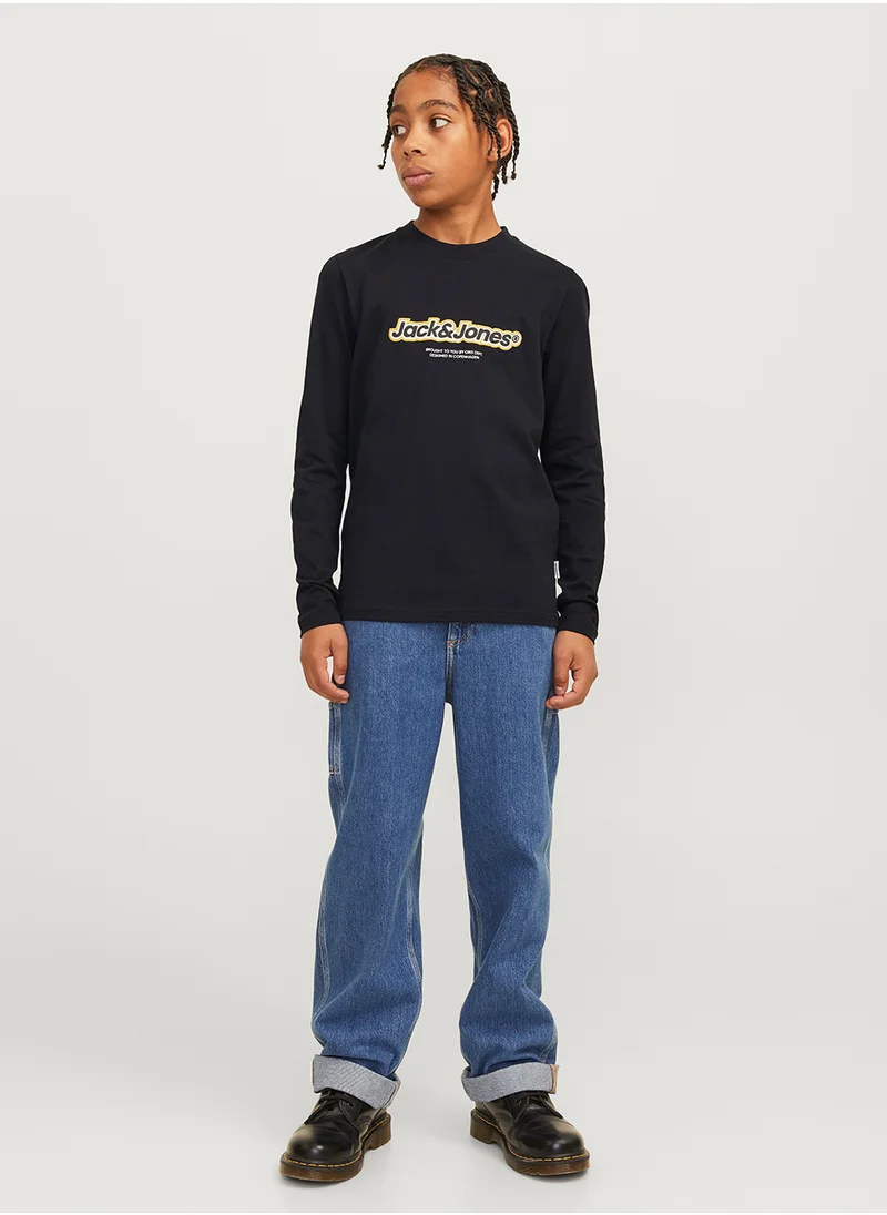 Jack & Jones Junior Kids Logo Print Crew Neck T-Shirt