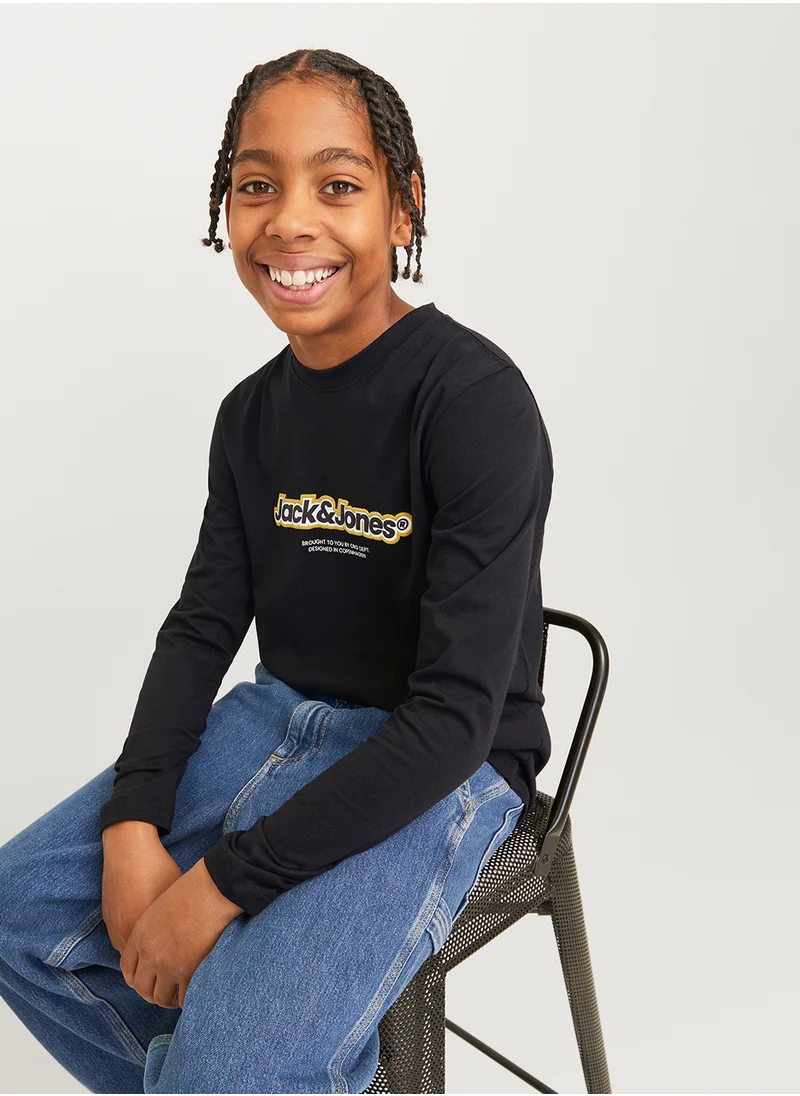 Jack & Jones Junior Kids Logo Print Crew Neck T-Shirt