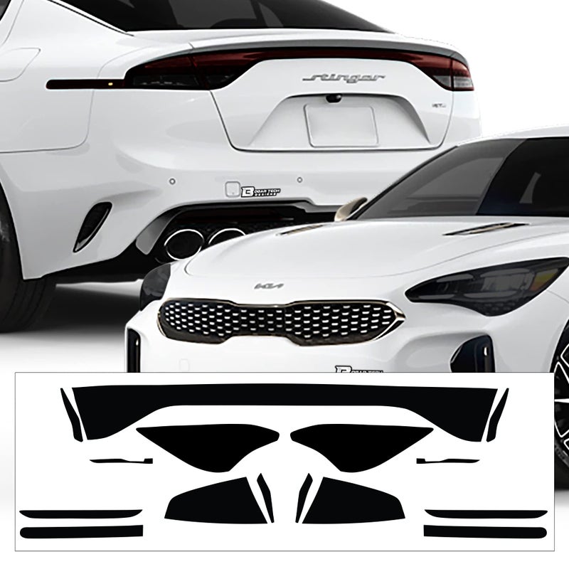 BOGAR TECH DESIGNS Precut for Kia Stinger 20222024 Full Headlight Taillight Tint Kit Dark Smoke