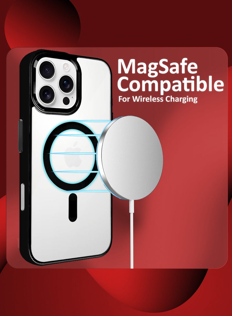 CATANES Premium Transparent iPhone 16 Pro Case with MagSafe enable, Colorful Bumper Edges and Enhanced Protection Black Color (2pack) - Image 4