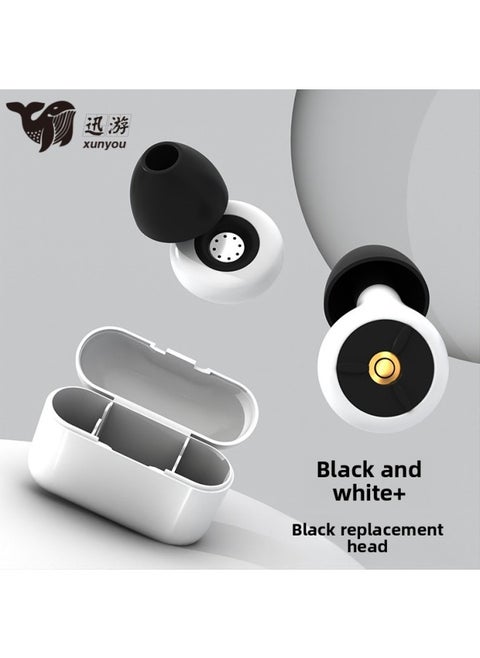 Noise Reduction Earplugs Sleep Soundproof Earplugs Silicone Anti-noise Earplugs Filter Noise Reduction Earplugs Wholesale-Color:Black And White (including A Pair Of SML Replacement Ear Caps)