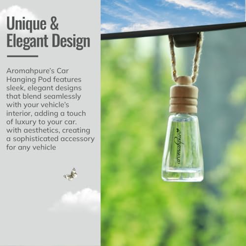 Aromahpure Premium Car Perfume Hanging Pod |10 ML |Moonlight Musk Fragrance Car Air Freshener |Natural Fragrance Oils in Glass Bottle with Wooden Diffuser Lid |Last upto 30 days, IFRA certified - Image 2
