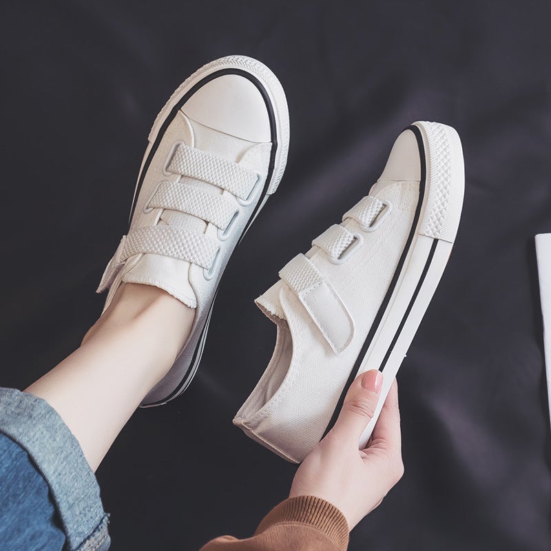 2023 Spring Magic Tape Canvas Sneakers Women White