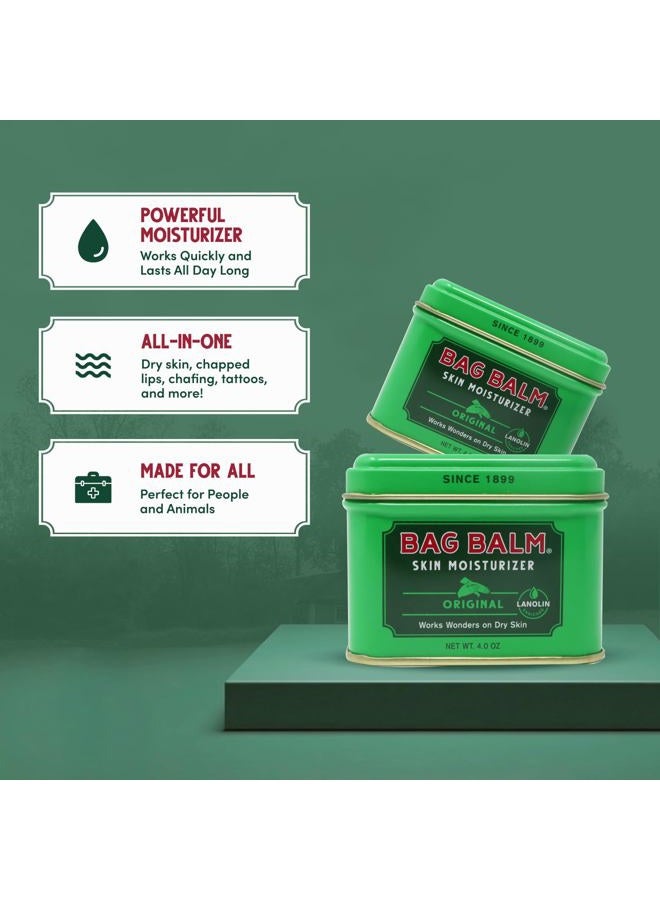 Bag Balm Vermont's Original Skin Moisturizer - Full Body Hydrating Skin Care: Dry Hands, Lips, Face, Feet & More - Unscented, Cruelty & Paraben Free - Day & Night, Men & Women (4oz Tin, Made in USA) - Image 4