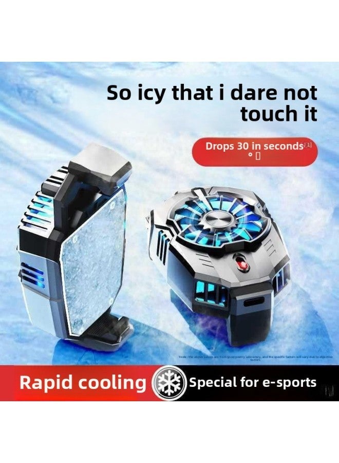 Mobile Phone Radiator Semiconductor Cooling Air-cooled Charging Ultra-quiet Noise-free Buckle Back Clip Fan Outlet-Color:[9-blade - Black] Rechargeable Model No Noise [dharma Set] Free Fast Cable + Game Finger Cots  - Image 2