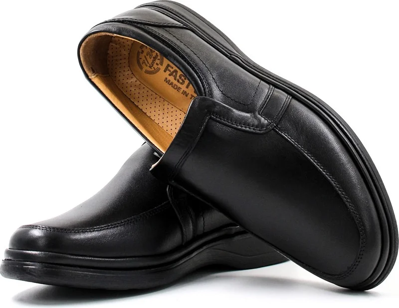 Fast Step Genuine Leather Orthopedic Men's Casual Daily Comfortable Comfort Sole Laceless Shoes 662ma209