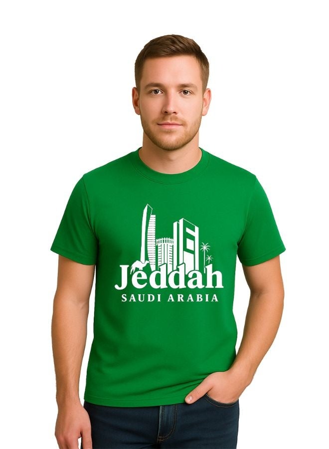 PRINTSHOP4ME Saudi International Day Men’s T-Shirt–Cotton,Round Neck,Short Sleeve,National Print,Patriotic Jeddah Design,Soft Fabric, Comfortable Fit,Casual Style,Lightweight, Durable,Cultural Theme,Ideal For Celebrations & Gifts - Image 1