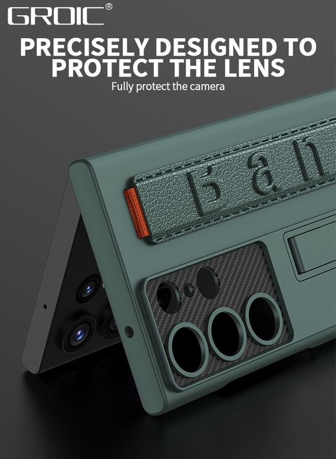 GROIC متوافق مع حافظة سامسونج جالاكسي S23 الترا 6.8 بوصة مع حامل حزام معصم من البولي يوريثان، وحافظة بمسند وغطاء واقٍ لعدسة الكاميرا، حافظة عسكرية رفيعة مقاومة للصدمات - Image 5