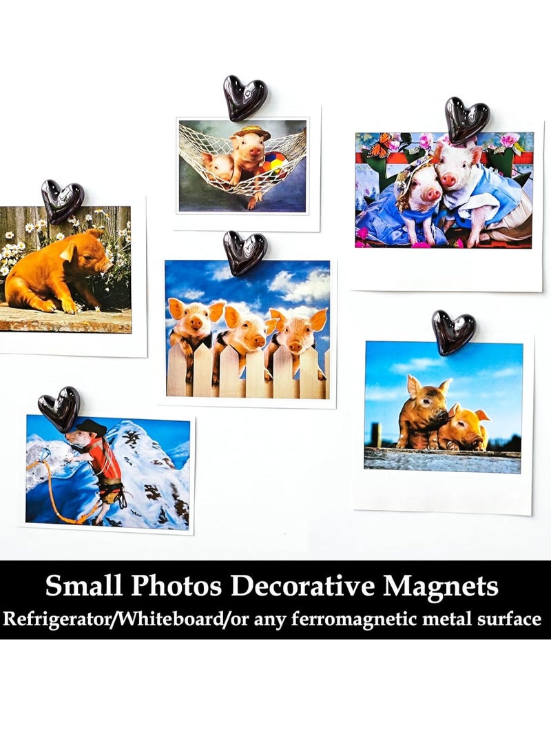 general 12PCS Refrigerator Magnets Black Magnets for Fridge 0.79in Small Love Heart Cute Decorative Magnet Set for Home Kitchen Office Whiteboard Decor - Image 3