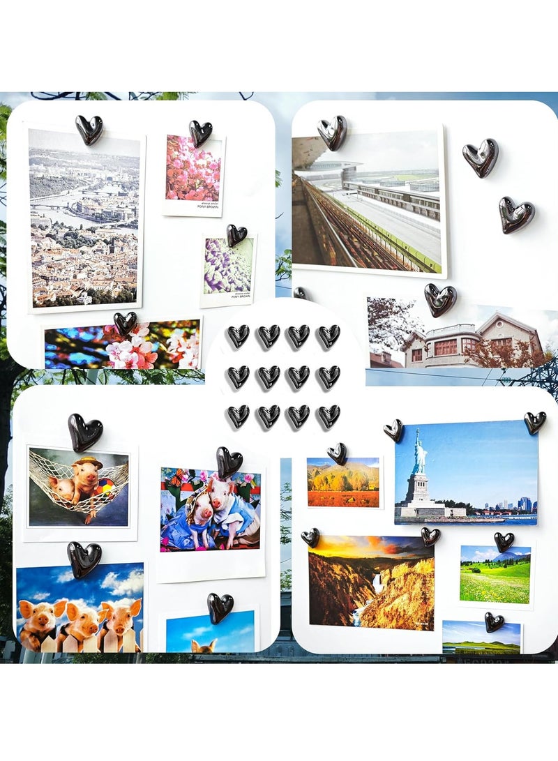 general 12PCS Refrigerator Magnets Black Magnets for Fridge 0.79in Small Love Heart Cute Decorative Magnet Set for Home Kitchen Office Whiteboard Decor - Image 2