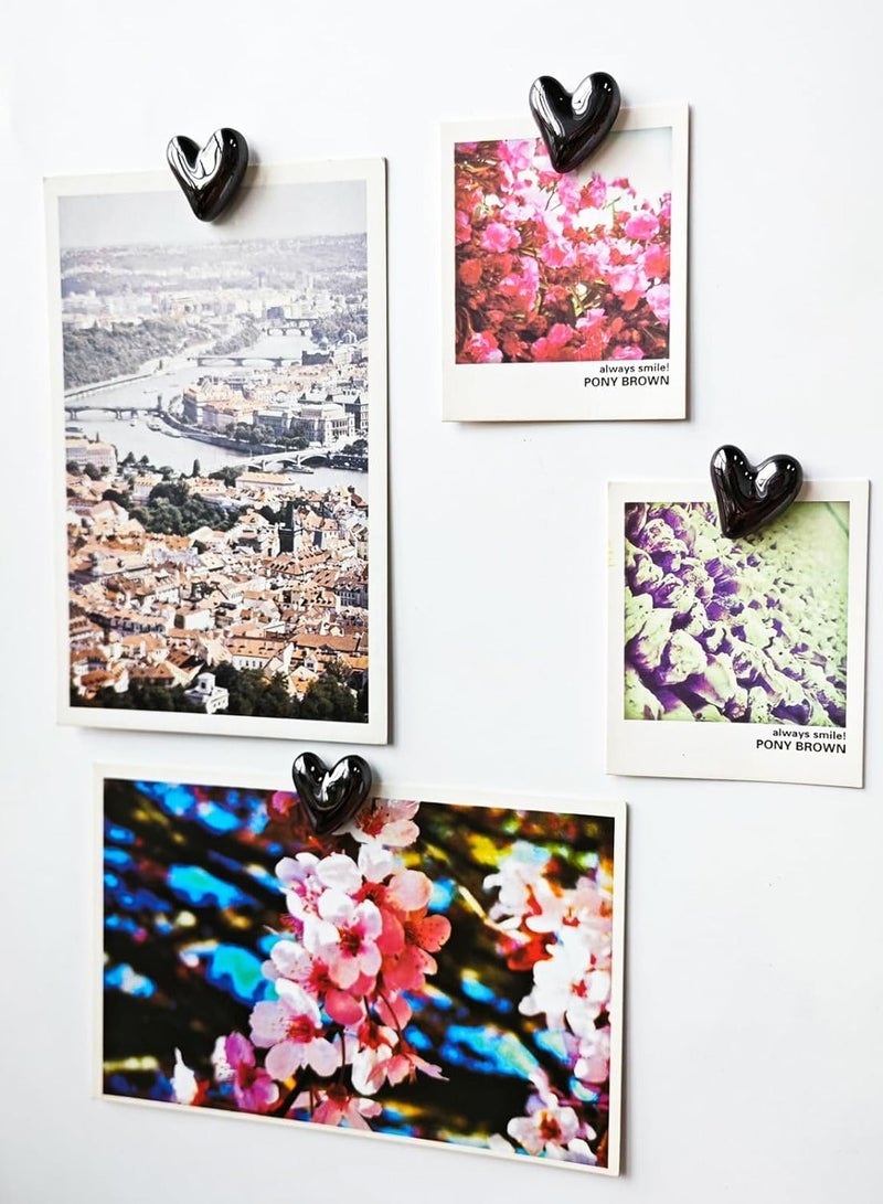 general 12PCS Refrigerator Magnets Black Magnets for Fridge 0.79in Small Love Heart Cute Decorative Magnet Set for Home Kitchen Office Whiteboard Decor - Image 5