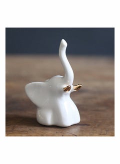 KASTWAVE Home Decor Elephant Statues,1 Pair, Small Decorative Accents for Shelves, Livingroom and Bedroom, Gold and White  - Image 4