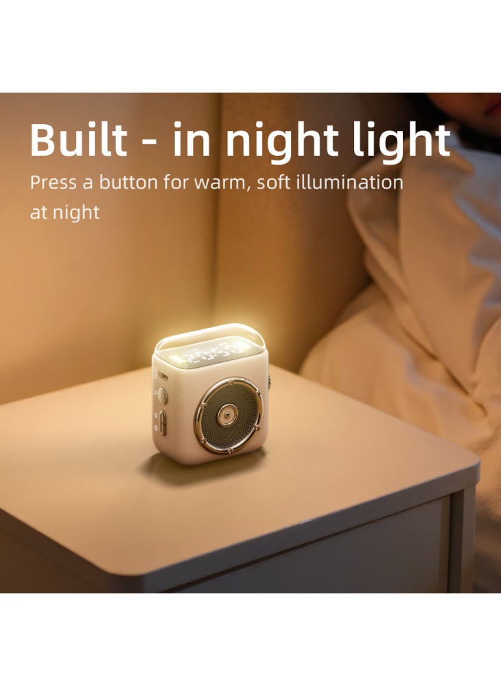 مكبر صوت مغناطيسي محمول مع ضوء ليلي وساعة وجهاز صوتي 5.3 متوافق مع البلوتوث ومشبك خلفي - رمادي غامق - Image 4