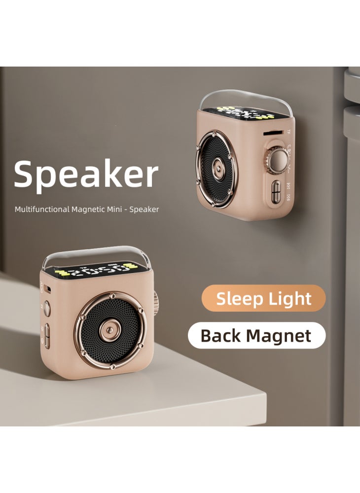 مكبر صوت مغناطيسي محمول مع ضوء ليلي وساعة وجهاز صوتي 5.3 متوافق مع البلوتوث ومشبك خلفي - رمادي غامق - Image 2