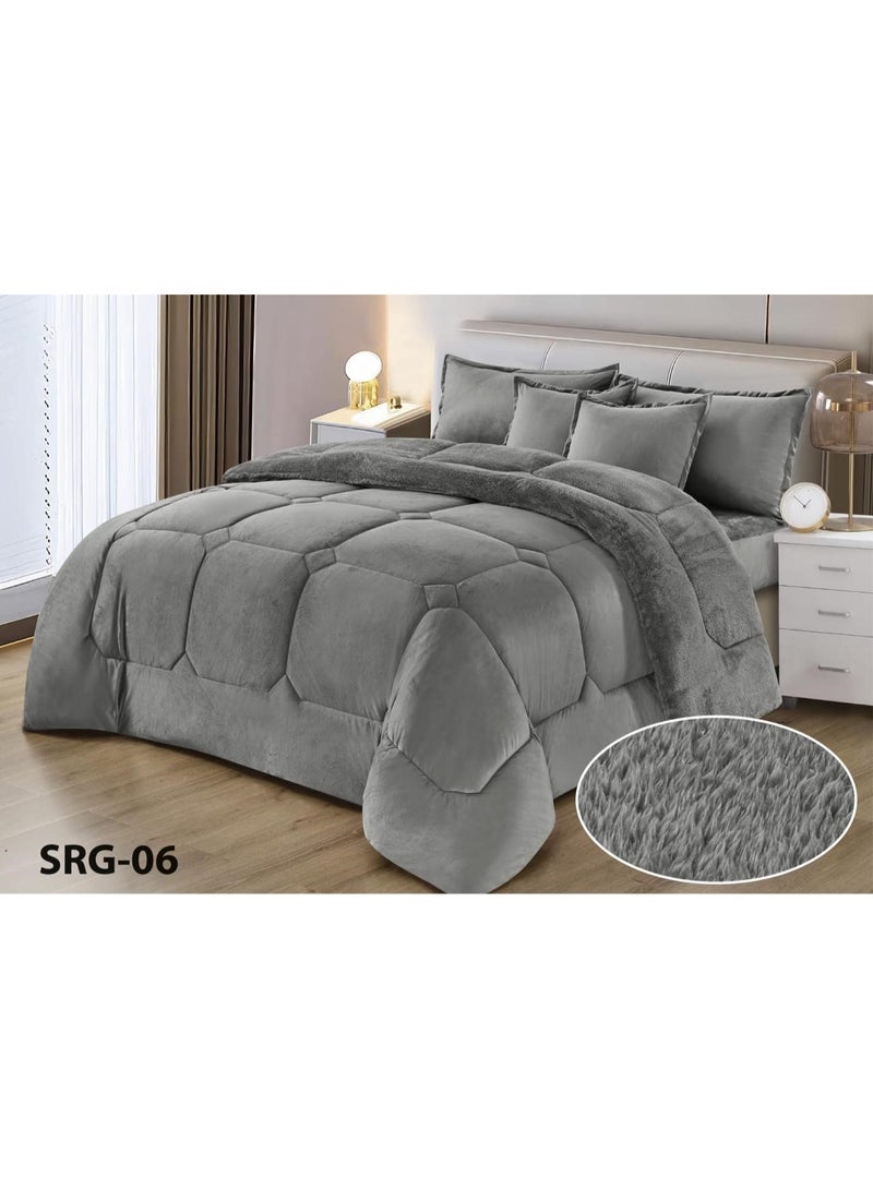 Moon 4-piece winter single bed sheet set, soft velvet middle filling with plain fur, double-sided, velvet material, quilt size 210*170