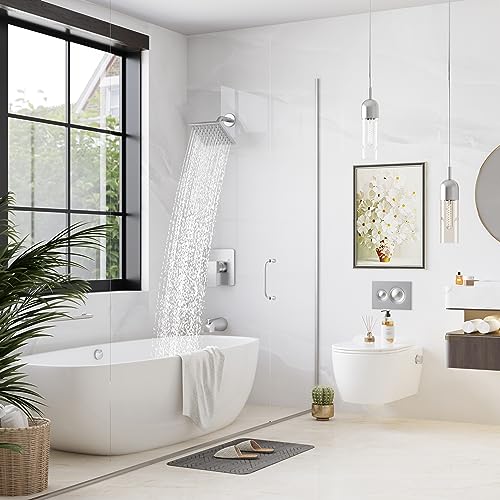 Esnbia Shower Tub Kit, Tub and Shower Faucet Set（Valve Included) with 6-Inch Rain Shower Head and Tub Spout, Single-Handle Tub and Shower Trim Kit,Brushed Nickel - Image 4