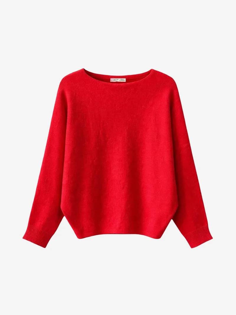 MIXRAY Oversized Boat Neck Ribbed Knit Sweater