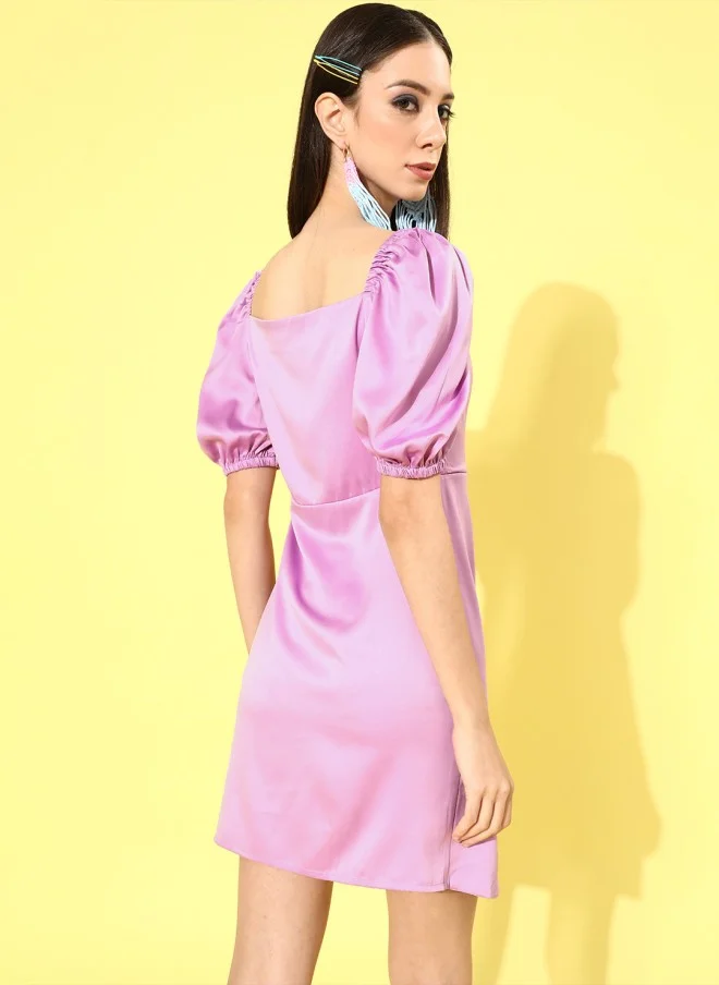 STREET 9  Lavender Layered Satin A-Line Mini Dress for Women for Women | Best Price UAE